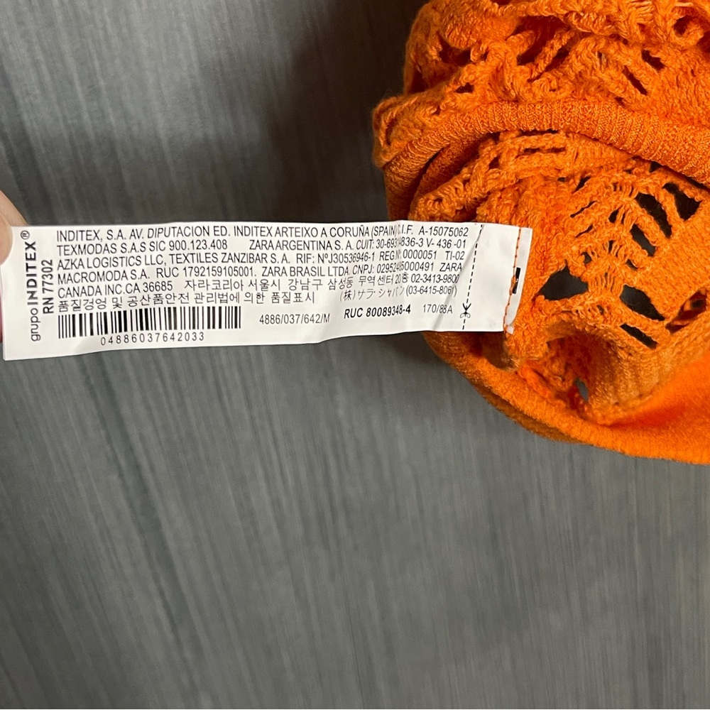 ZARA Orange Crochet Knit Top Sleeveless NWT M Boho Indie Coastal Grandma Resort - Picture 6 of 12